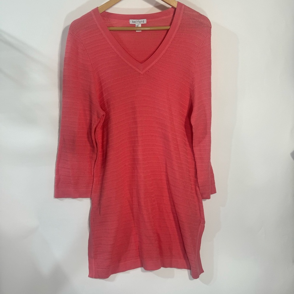 New Belford Pink V neck Long Sleeve Sweater